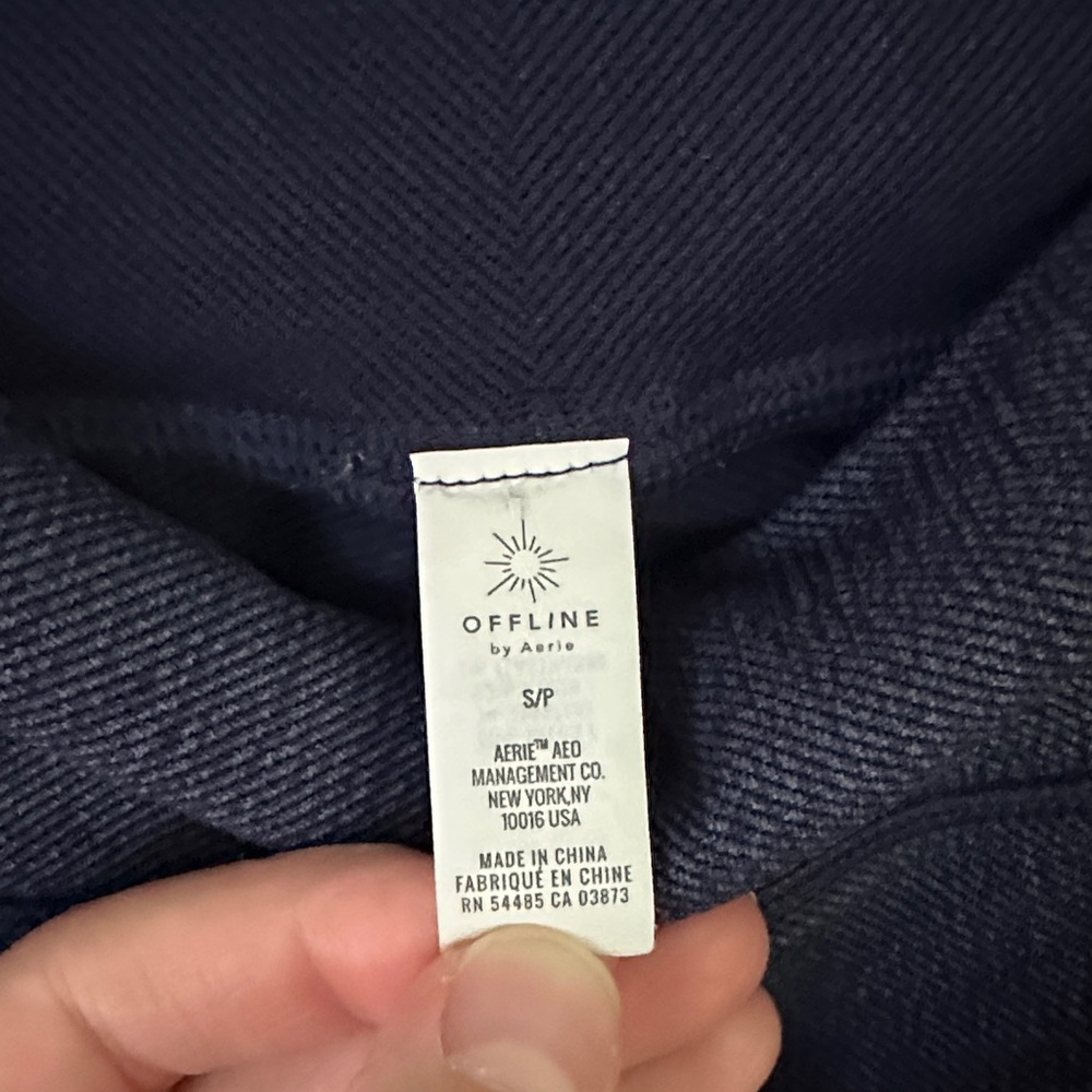 Aerie High-Waisted Ribbed Navy Blue Leggings - Picture 7 of 9